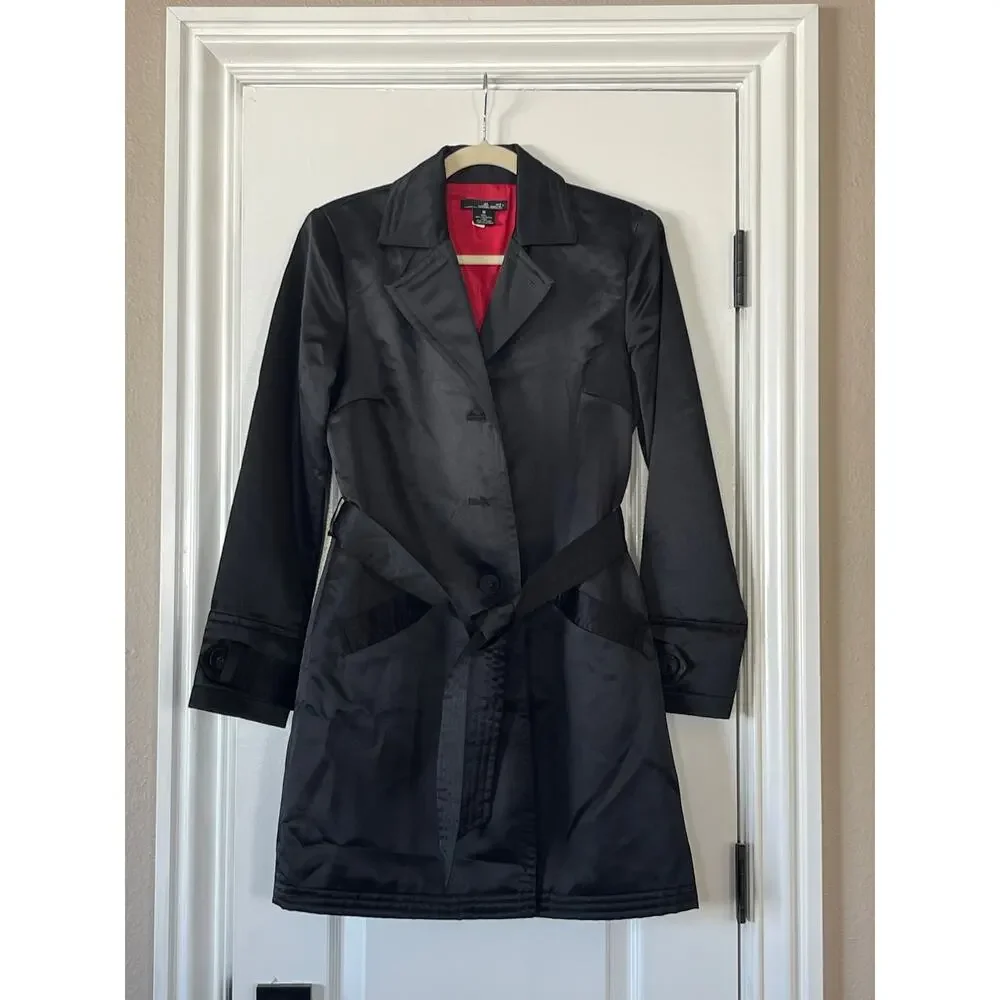 Women’s Willi Smith Lined Belted Jacket Coat Size Medium - Picture 2 of 6
